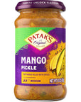 Pataks Mango Pickle 10 Oz Pack of 3  With Mangos Paprika Cumin and Spices No Artificial Flavors or Colors Gluten Free Vegetarian Friendly