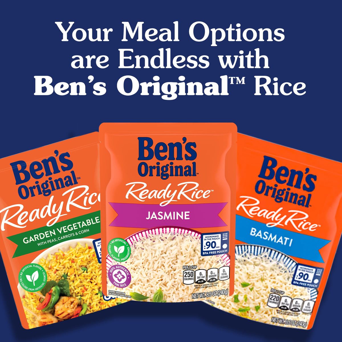 BENS ORIGINAL Ready Rice Original Long Grain White Rice Easy Dinner Side 88 OZ Pouch Pack of 12