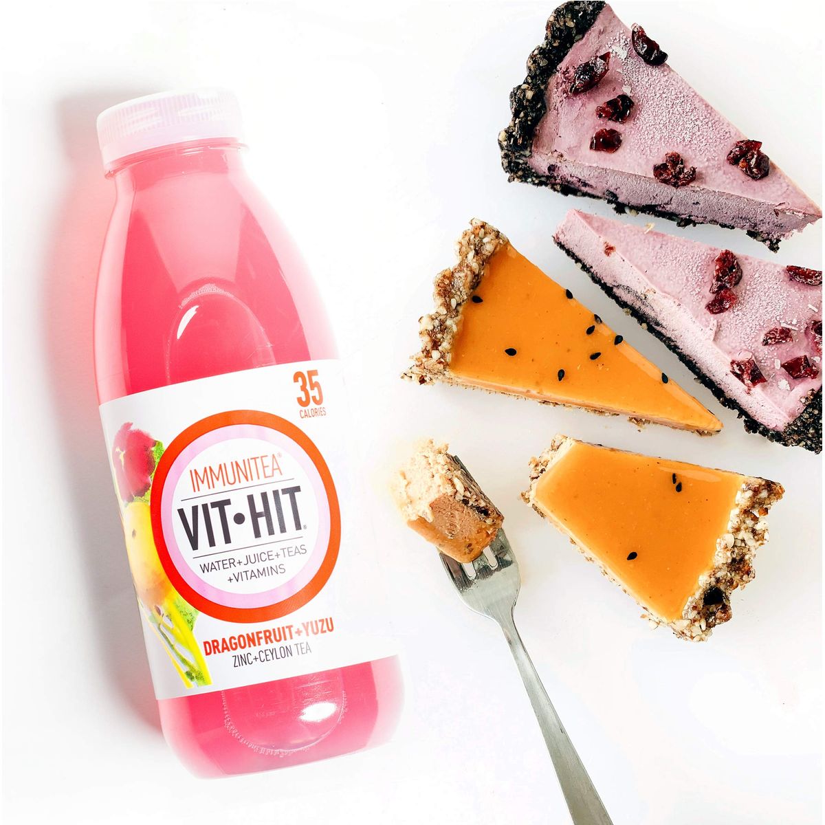 VIT HIT Naturally Sweetened LowCalorie Drink with Tea Juice Water and a Hit of Vitamins IMMUNITEA 169 Ounce Pack of 12