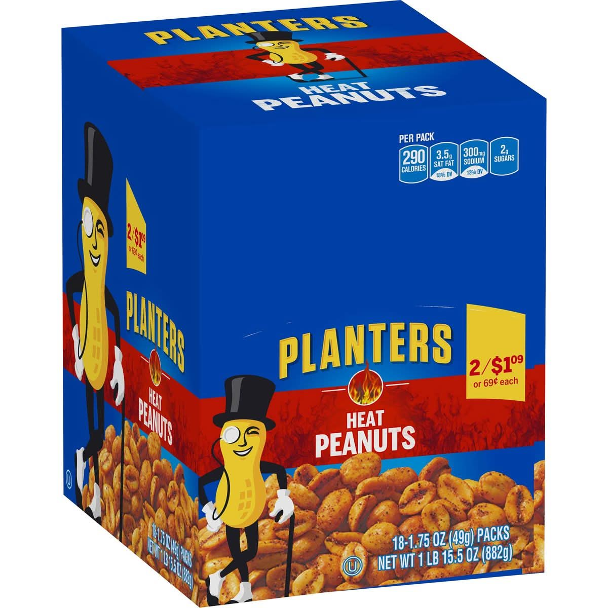 Planters Heat Peanuts 175 Ounce Pack of 18