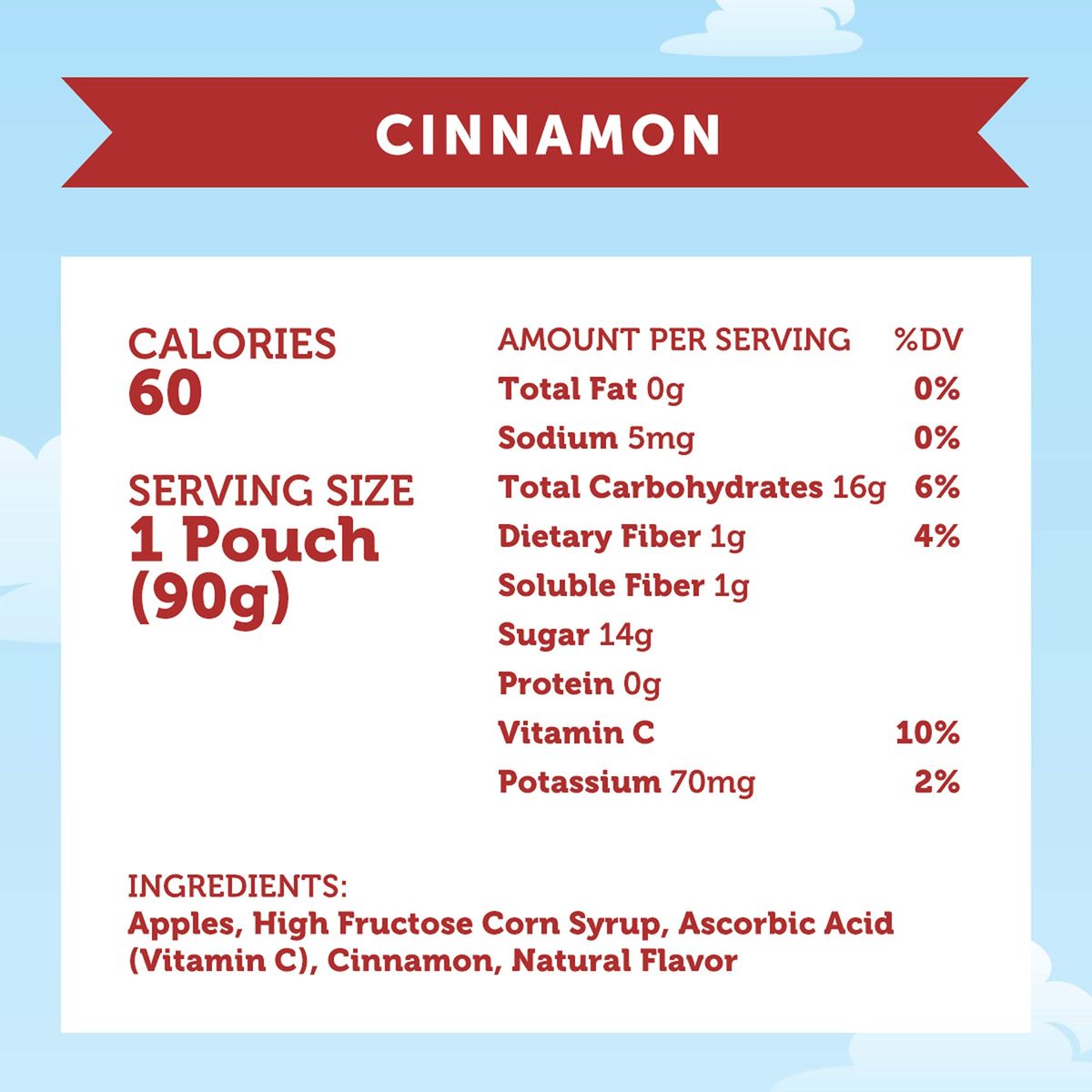 Motts Cinnamon Applesauce 32 oz clear pouches 12 count