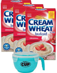 Cream of Wheat Original Instant Hot Cereal Packets 12 oz Box Pack of 3 with By The Cup Cereal Bowl