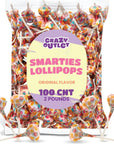 Smarties Lollipops Original Flavor  Bulk Pack 2 Pounds About 100 Count  VeganFriendly Hard Candy