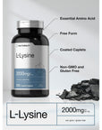 L-Lysine | 2000mg | 250 Caplets | Vegetarian, Non-GMO, and Gluten Free Supplement | by Horbaach