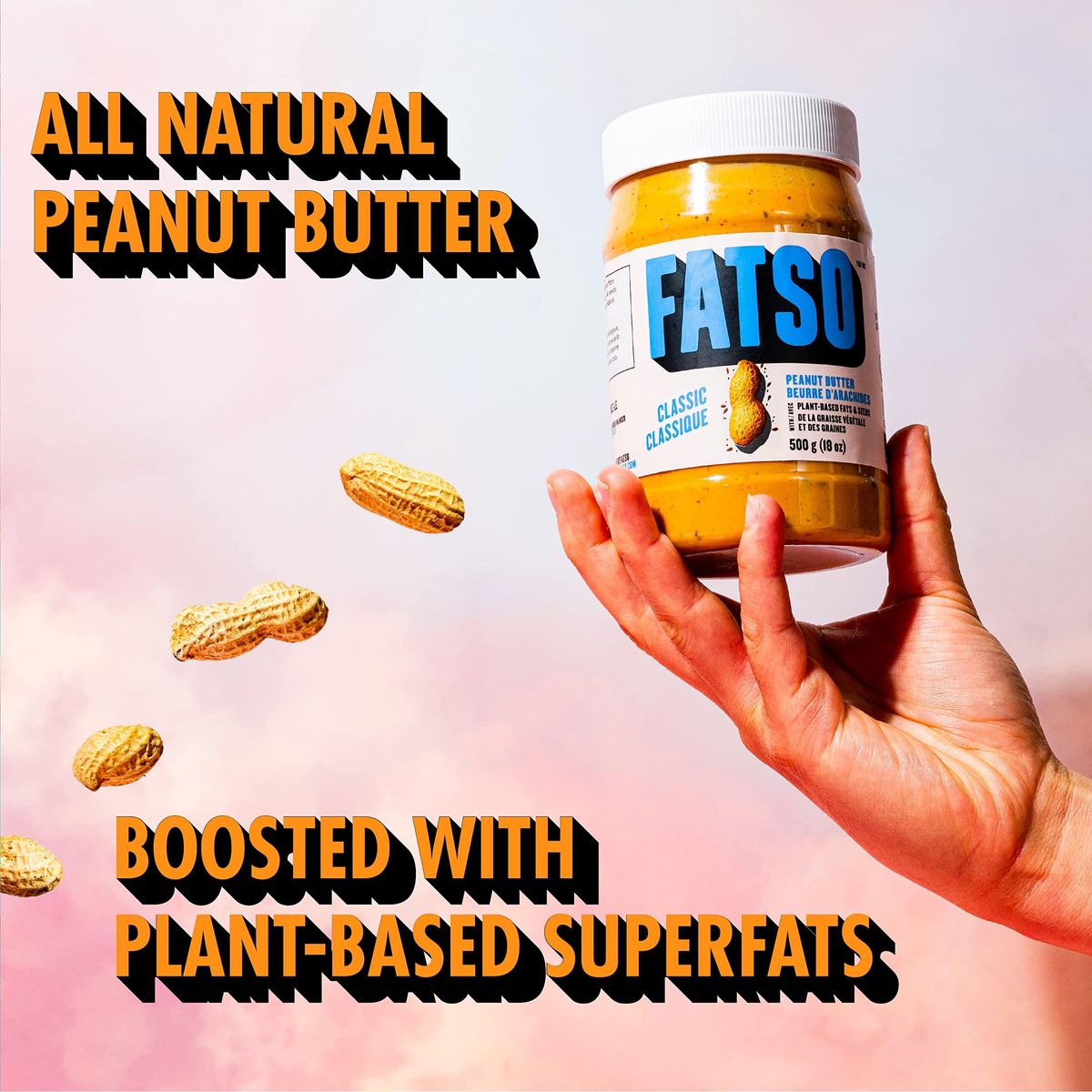 FATSO Crunchy Salted Caramel Peanut Butter - Natural Nut Spread w/Plant-based Seeds &amp; Superfats - Keto-friendly, Gluten-free &amp; Sugar-free Protein Butter - (16oz Jar, 2 Pack)