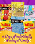 Swedish Candy Mix  Bubs Godis Ovals and Skalle  Ahlgrens Bilar  Both Sweet and Sour Gummies from Sweden  6 Bags of Treats