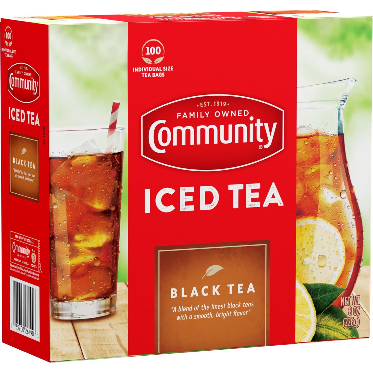 Community Coffee Porch Breeze Orange Pekoe Cut Black Tea Bags 100 Count 80 oz Pack of 6