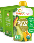 HAPPYTOT Organics Super Foods Stage 4, Pears, Mangos and Spinach + Super Chia, 4.22 Ounce Pouch (Pack of 16) packaging may vary