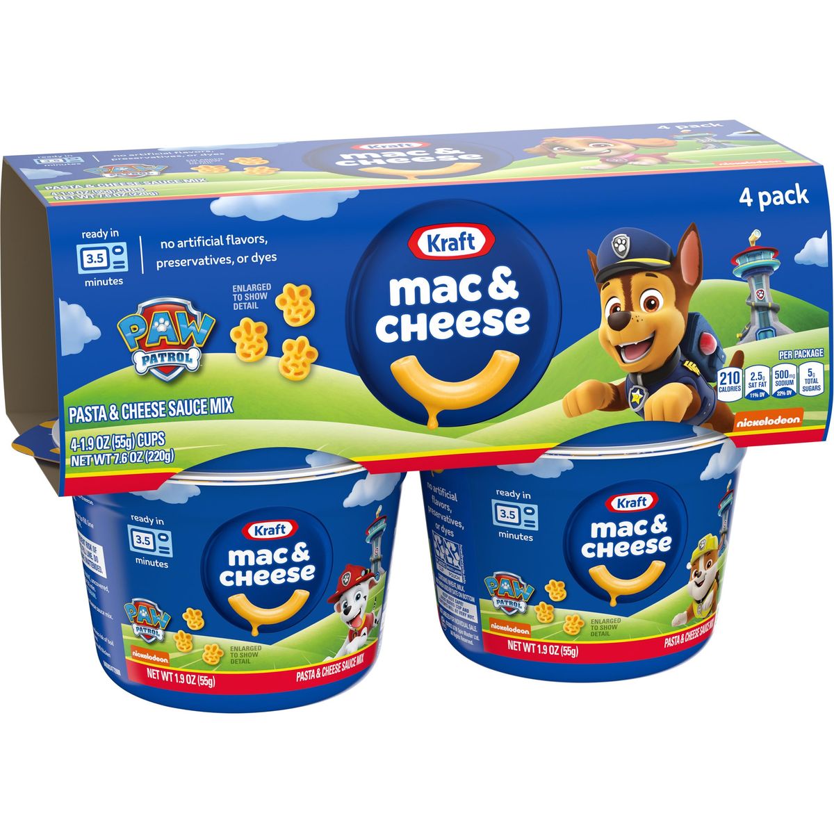 Kraft Easy Microwavable Macaroni and Cheese Cups with Nickelodeon Paw Patrol Pasta Shapes 4 ct Pack 19 oz Cups