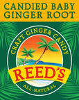 Reed's All Natural Crystallized Ginger Nuggets In A 16 oz Resealable Bag - Baby Ginger Root Fruit Slices Sweetened With Raw Cane Sugar Crystals - High Energy Ginger Candies For Snacking - 12 Pack