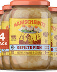 Manischewitz Gefilte Fish in Liquid Broth 24 oz 4 Pack  Protein Rich  Kosher for Passover  No MSG