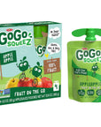 GoGo squeeZ Applesauce Apple Apple 32 Ounce 4 Pouches Gluten Free Vegan Friendly Unsweetened Applesauce Recloseable BPA Free Pouches