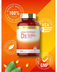 Carlyle Vitamin D3 5000 IU Softgels | 500 Count | Value Size | Non-GMO and Gluten Free Supplement | High Potency Formula | 125mcg