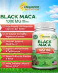 aSquared Nutrition Black Maca Root - 180 Capsules - Max Strength 1000mg Per Serving - Gelatinized Maca Root Extract Supplement from Peru - Natural Pills to Support Health & Pure Energy - Non-GMO