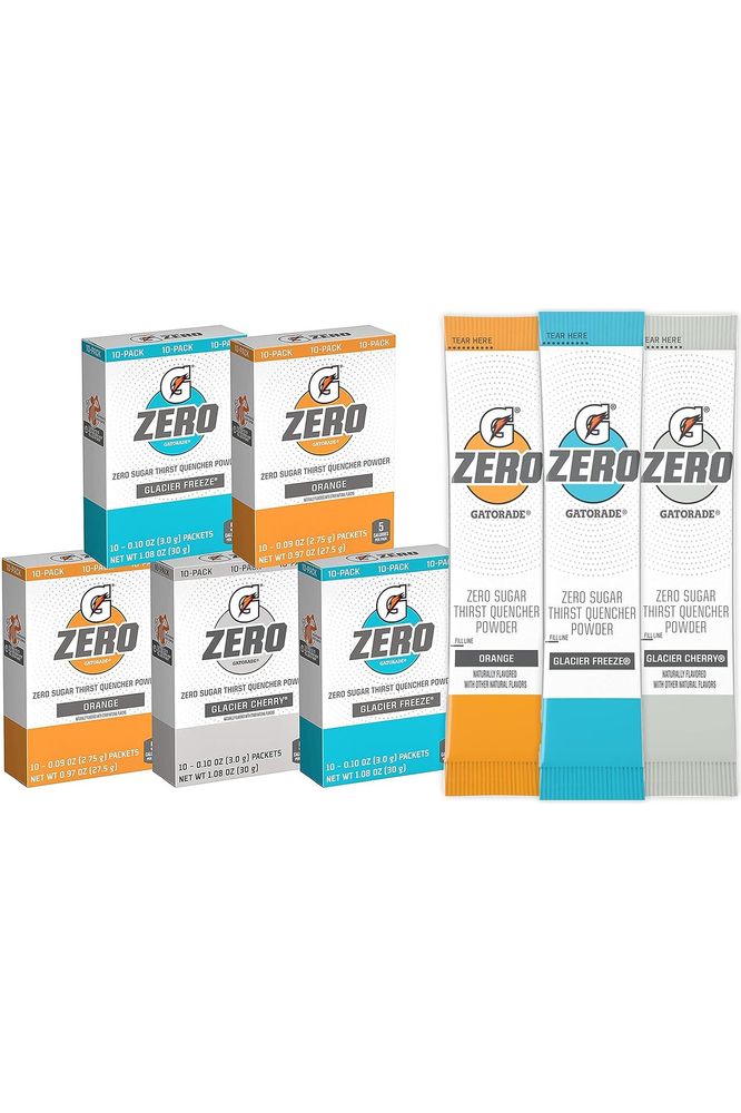 Gatorade G Zero Powder, Glacier Cherry Variety Pack - 10 Count (Pack of 5)