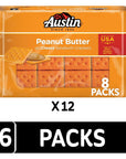 Austin Sandwich Crackers Single Serve Snack Crackers Office and Kids Snacks Peanut Butter on Cheese 12 Trays 96 Packs