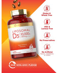 Carlyle Vitamin D3 Liposomal | 10,000 iu | 400 Softgels | Non-GMO and Gluten Free Formula | High Potency Vitamin D Supplement