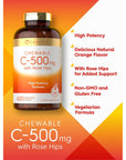 Carlyle Vitamin C 500mg with Rose Hips | 400 Chewable Tablets | Vegetarian | Non-GMO, Gluten Free