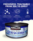 Worldwide Nutrition Bundle Compatible with Kirkland Signature Solid White Albacore Tuna  Premium Quality and Deliciously Versatile Tuna  8 Counts of 7 Ounce Cans and MultiPurpose Key Chain