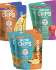 Baked Fruit Snack Pack by GOOD CHIPS. Pineapple, Sweet Plantain Banana and Apple Chips. Oil Free, Vegan, Non-Gmo, Variety Pack of 6