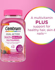 Centrum MultiGummies Multi+ Beauty Dual Action Multivitamin, Specially Designed with Biotin for Healthy Hair, Skin and Nails, Cherry/Berry/Orange Flavors - 100 Count