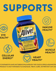 Alive! Men's Gummy Vitamin, Complete Multi-Vitamin Supplement with Orchard Fruits/Garden Veggies Blend of Powder/Juice/Extract, 60 Gummies.