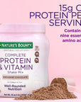 Nature's Bounty Complete Protein & Vitamin Shake Mix with Collagen & Fiber, Contains Vitamin C for Immune Health, Decadent Chocolate Flavored, 1 lb