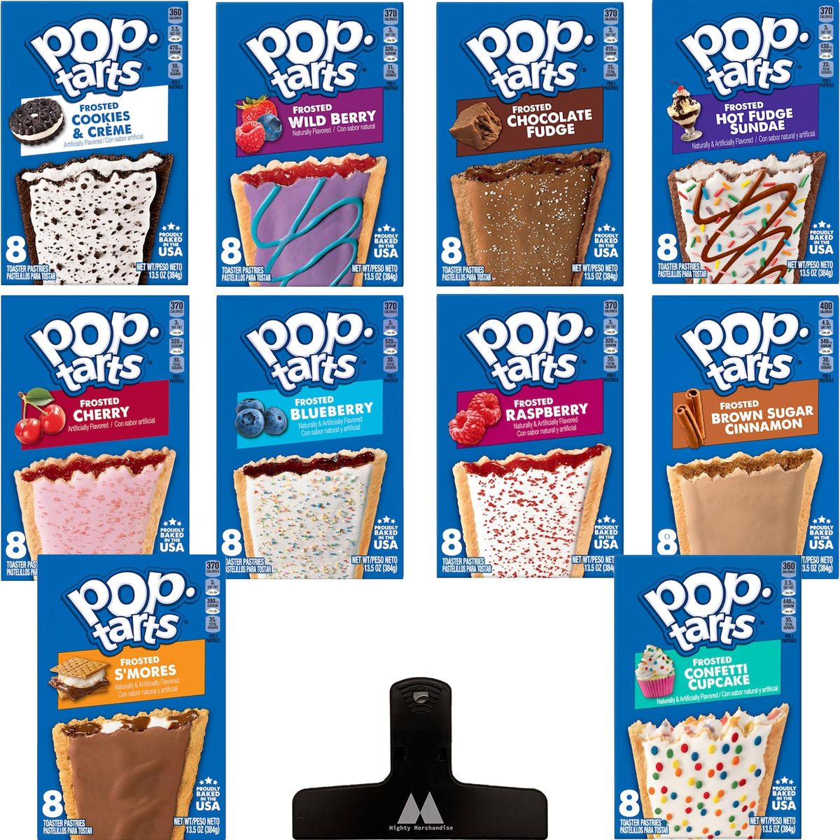 Pop Tarts Frosted Toaster Pastries Ultimate Variety Pack  10 Pack  8 Pastries Per Box 80 Total  In Mighty Merchandise box