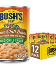 BUSHS BEST 155 oz Canned White Chili BeanNorthernMild Source of Plant Based Protein and Fiber Low Fat Gluten Free Pack of 12