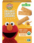 Earth's Best Organic Kids Snacks, Sesame Street Toddler Snacks, Organic Crunchin' Grahams for Toddlers 2 Years and Older, Honey Sticks with other Natural Flavors, 5.3 oz Box