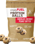 simplyFUEL Whole Food Protein Balls with Probiotics  Chocolate Coconut Peanut Butter Protein Snacks  8g Protein Snack  Gluten Free Energy Balls 1 Pack of 12 Balls