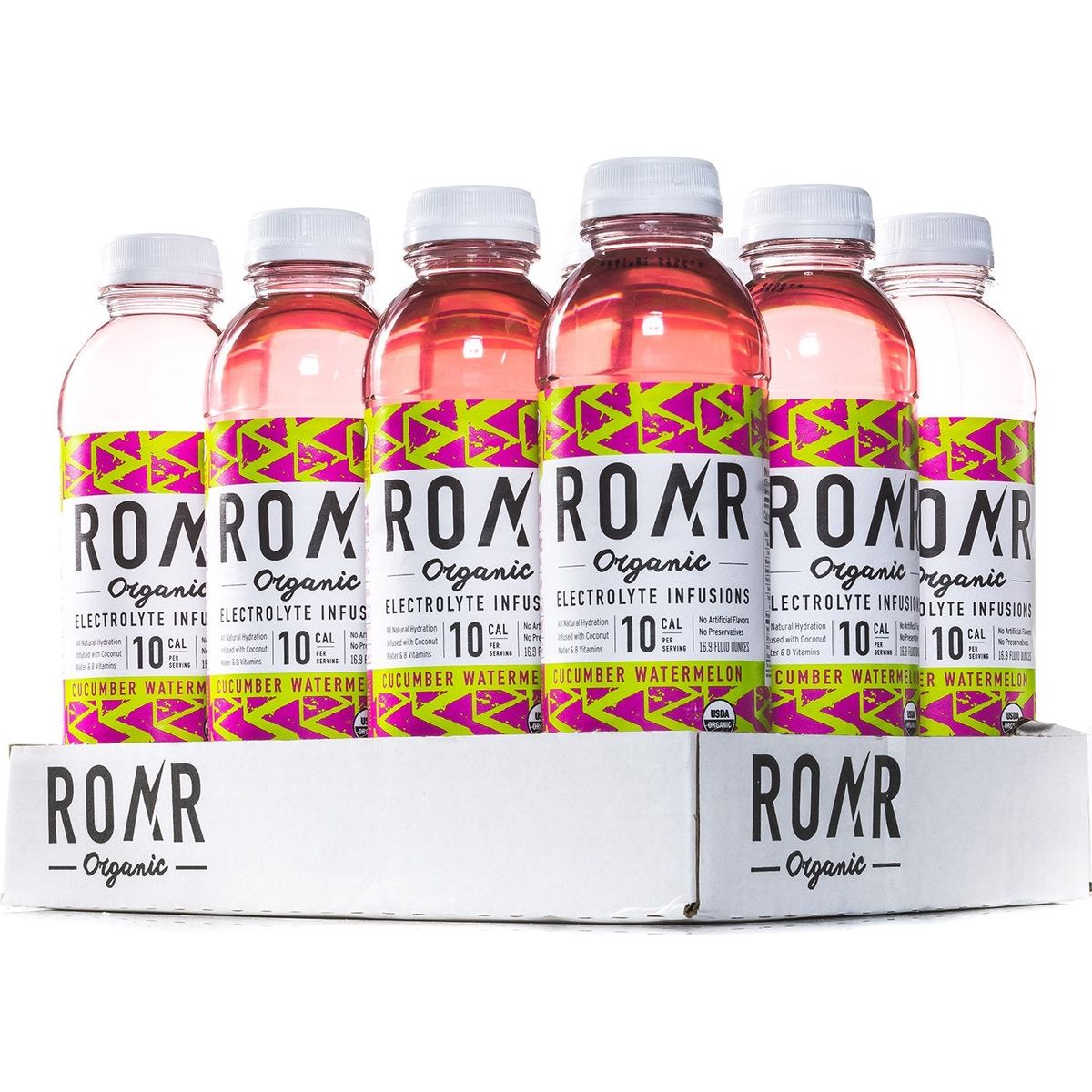 ROAR Organic Cucumber Watermelon Organic Electrolyte Infused Low Cal Sports Drink 20 Fl Oz Pack of 12