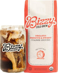 Bizzy Organic Cold Brew Coffee  Smooth  Sweet Blend  Coarse Ground Coffee  Micro Sifted  Specialty Grade  100 Arabica  1 LB