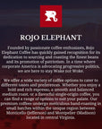 Rojo Elephant Honest Abe Handcrafted Decaf Ground Coffee SingleOrigin 100 Arabica Beans Premium Roast Smooth Rich Flavor Swiss Water Mountain Water Process Decaffeinated 11 0z Pack