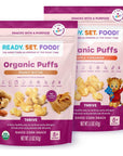 Ready, Set, Food! Organic Puffs | Daniel Tiger Apple Cinnamon and Peanut Butter Variety (2 Pack) | Organic Baby Toddler Puffs with 9 Top Allergens | No Sugar Added