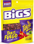 BIGS Takis Fuego Sunflower Seeds, Hot Chili Lime Flavor, Keto Friendly Snack, 5.35 oz. (Pack of 8)