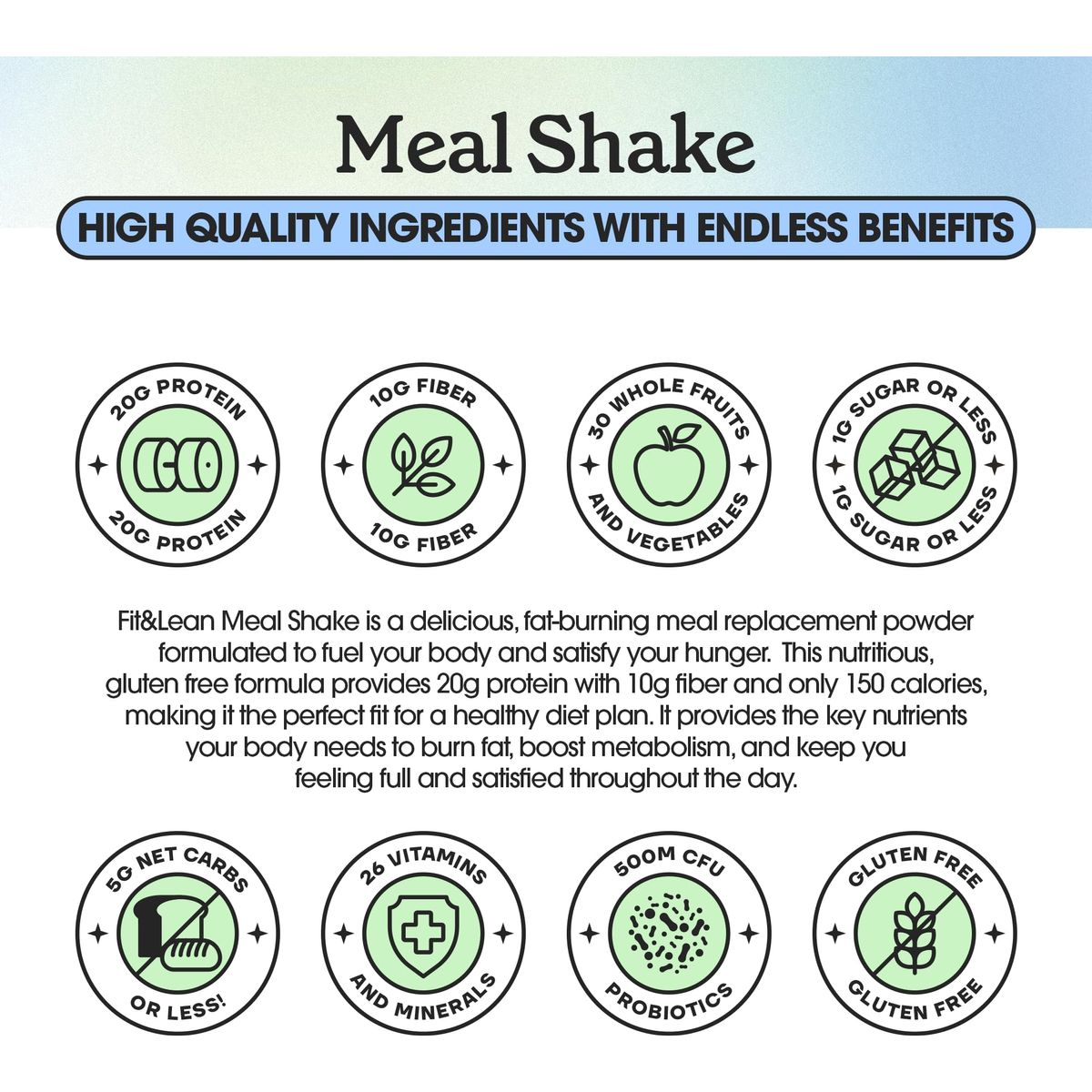 Fit  Lean Meal Shake Meal Replacement with Protein Fiber Probiotics and Organic Fruits  Vegetables Chocolate Peanut Butter Pie 1lb 10 Servings