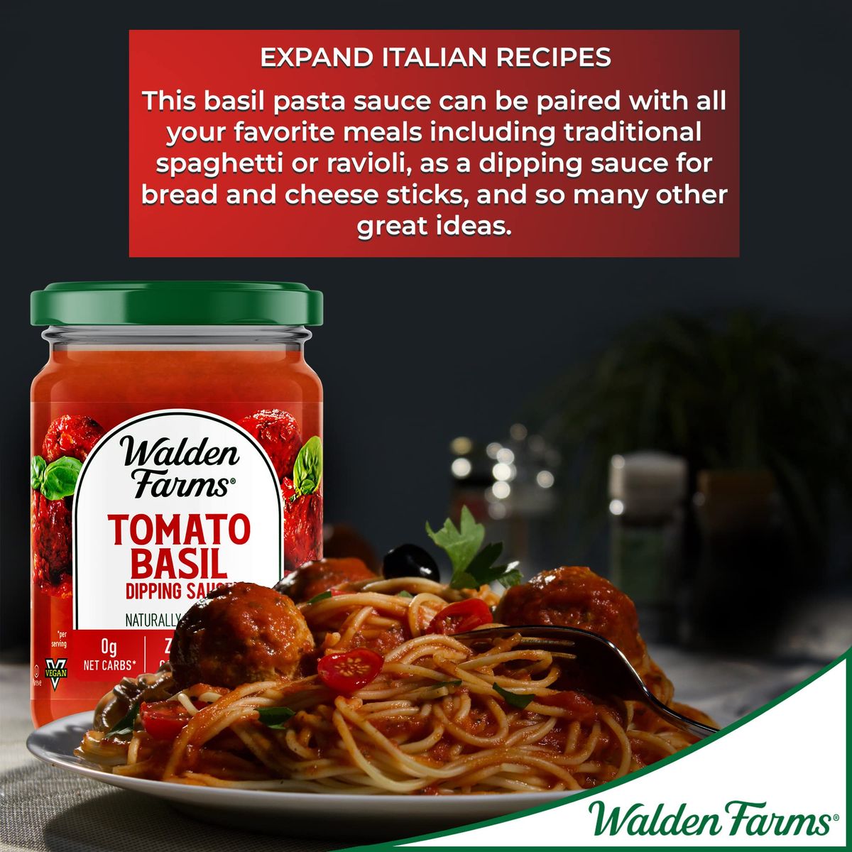 Walden Farms Tomato Basil Marinara Sauce 12 oz Jar Pack of 2  Sweet and Smooth Fresh Herbs and Spices Vegan Kosher and Keto Friendly 0g Net Carbs  Great for Bread Chicken Parmigiana and More