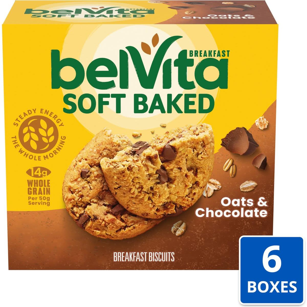 Belvita Soft Baked Oats  Chocolate Breakfast Biscuits 6 Boxes of 5 Packs 1 Biscuit Per Pack