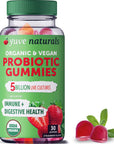 Yuve Vegan USDA Organic Probiotic Gummies - 5 Billion CFU - Promotes Digestive Health & Immunity - Helps with Constipation, Bloating, Detox, Leaky Gut & Gas Relief - Natural, Non-GMO, Gluten-Free 30ct