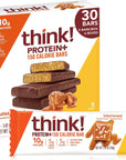 think Protein Bars with Chicory Root for Fiber Digestive Support Gluten Free with Whey Protein Isolate Salted Caramel Snack Bars without Artificial Sweeteners 14 Oz 30 Count