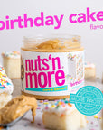 Nuts ‘N More Birthday Cake Peanut Butter Spread, Added Protein All Natural Snack, Low Carb, Low Sugar, Gluten Free, Non-GMO, High Protein Flavored Nut Butter (15 oz Jar)