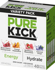 Pure Kick Energy Variety Pack  One Box of Energy Focus Variety and One Box of Energy Hydrate Variety  Pack of 2  Powdered Drink Mix  Zero Sugar and Low Calorie