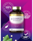 Carlyle B Complex Vitamin with B12 | 300 Tablets | High Potency Formula | Vegetarian and Non-GMO Supplement