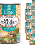 Eden Organic Great Northern Beans White Beans 15 oz Can 12Pack Case No Salt Added NonGMO Gluten Free US Grown Heat and Serve Macrobiotic Similar to Cannellini Smoother