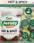 Jersey Pickles Spicy Hot Mix Olives with Jalapenos  Italian Castelvetrano Green Olives  32 OZ Jar  Perfect for Gourmet Dishes  Appetizers  Premium Queen Olives  Olives Green