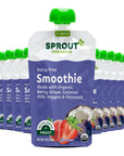 Sprout Organics, Dairy-Free Smoothie, Berry, Grape, Coconut Milk, Veggies & Flax Seed, 12+ Month Pouches, 4 oz (12-count)