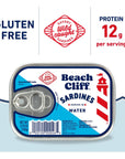 Beach Cliff Sardines in Water 375 oz Can Pack of 12  Wild Caught Sardines  12g Protein per Serving  Gluten Free Keto Friendly