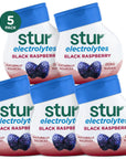 Stur Electrolyte Water Enhancer  Sweetened with Stevia  High in Vitamin C  Antioxidants  Sugar Free  Zero Calories  Keto  Vegan  5 Bottles Makes 90 Drinks Black Raspberry