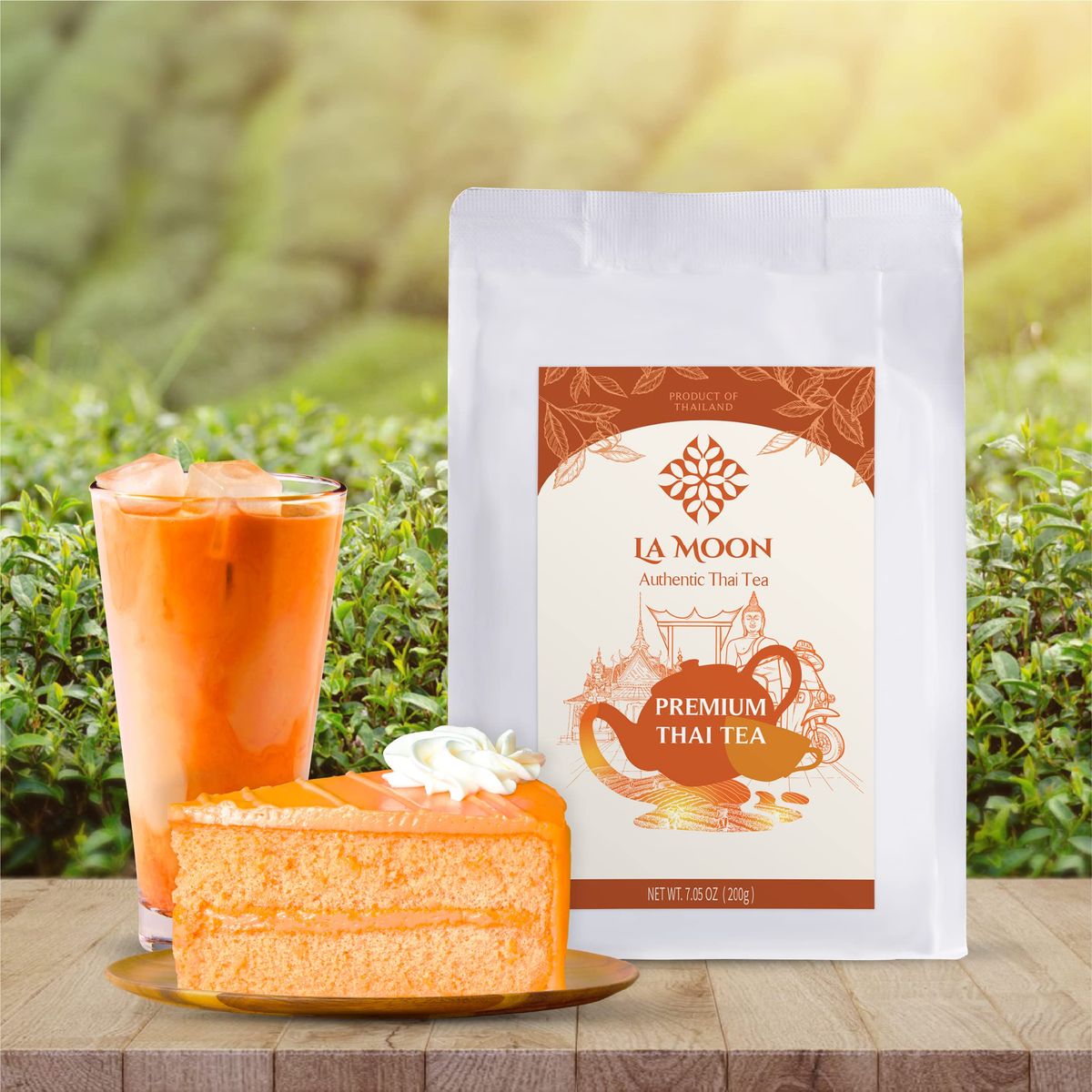 LA MOON TEA Premium Thai Tea Mix Powder  Assam Loose Leaf Tea Blend From Thailand for Original Hot or Iced Thai Tea Taste  Ideal for Bubble Tea  Milk Tea 705 oz